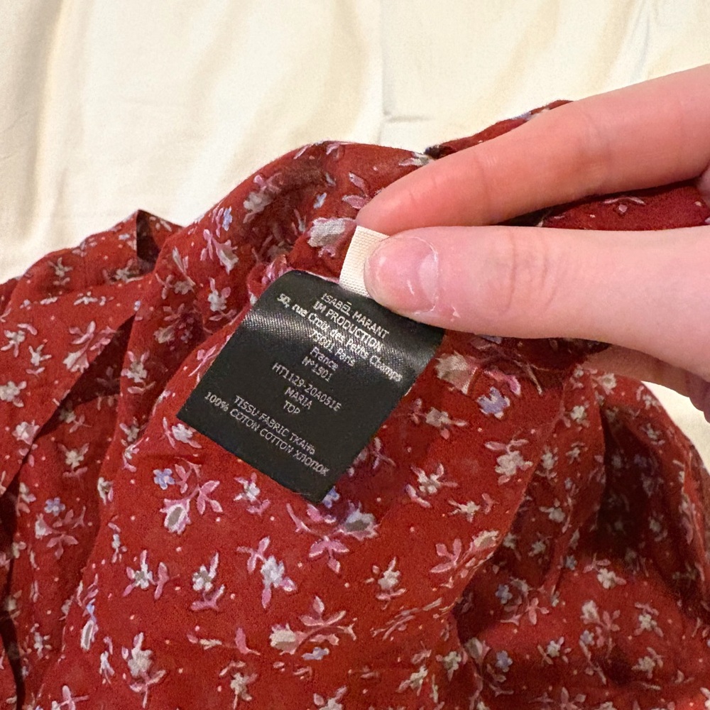 Isabel Marant Etolie Maria Shirt Grenat Cotton Floral - Picture 7 of 7